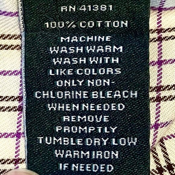 Lauren Ralph Lauren Plaid Shirt in Cream/Black/Purple Men’s 15 1/2-32/33 - Picture 5 of 5